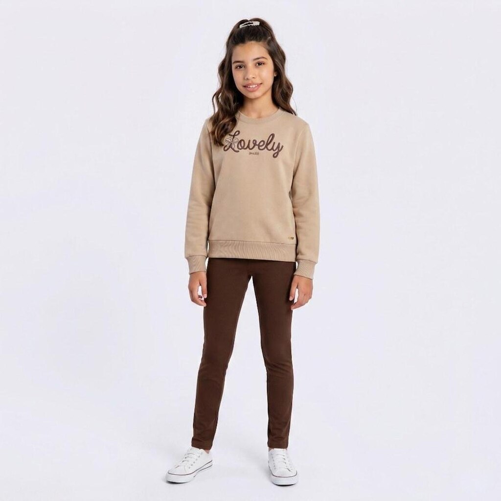 Conjunto Juvenil Feminino Moletom Manga Longa E Legging Lovely Upalôo