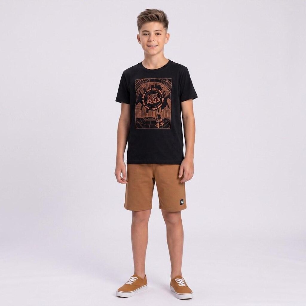 Conjunto Juvenil Masculino Camiseta E Bermuda SK8 Rovitex