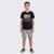 Conjunto Juvenil Masculino Camiseta E Bermuda Skate Rovitex - Preto