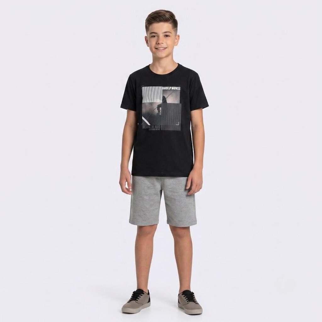 Conjunto Juvenil Masculino Camiseta E Bermuda Skate Rovitex
