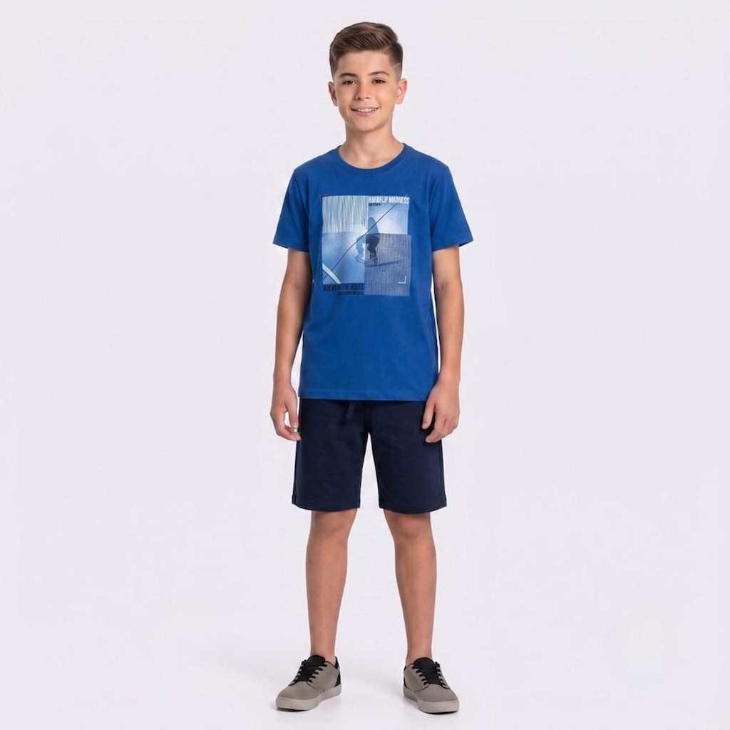 Conjunto Juvenil Masculino Camiseta E Bermuda Skate Rovitex