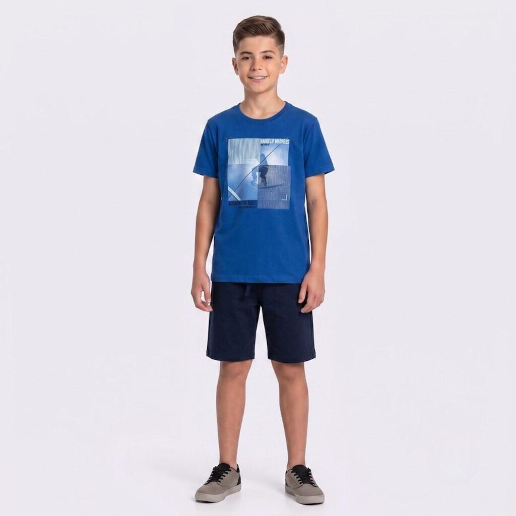Conjunto Juvenil Masculino Camiseta E Bermuda Skate Rovitex