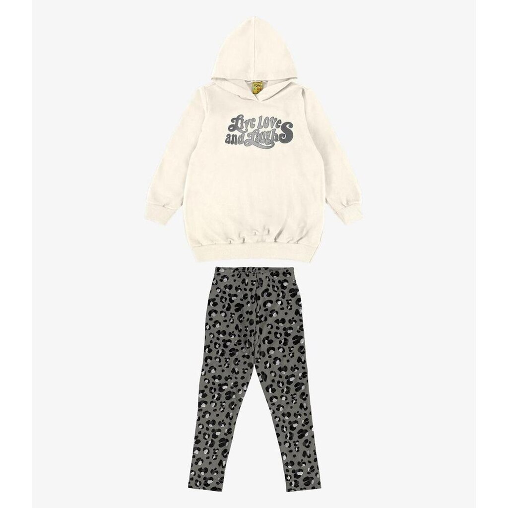 Conjunto Juvenil Menina Moletom Manga Longa Animal Print Rovitex