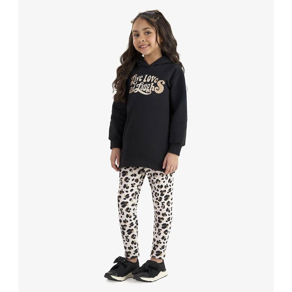 Conjunto Juvenil Menina Moletom Manga Longa Animal Print Rovitex