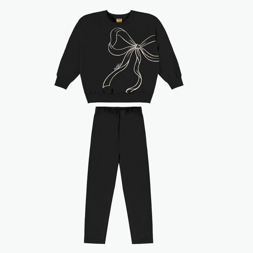 Conjunto Juvenil Menina Moletom Manga Longa Laço Rovitex