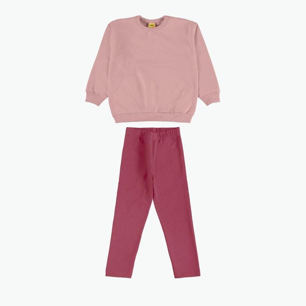Conjunto Juvenil Menina Moletom Manga Longa Liso Com Strass Rovitex