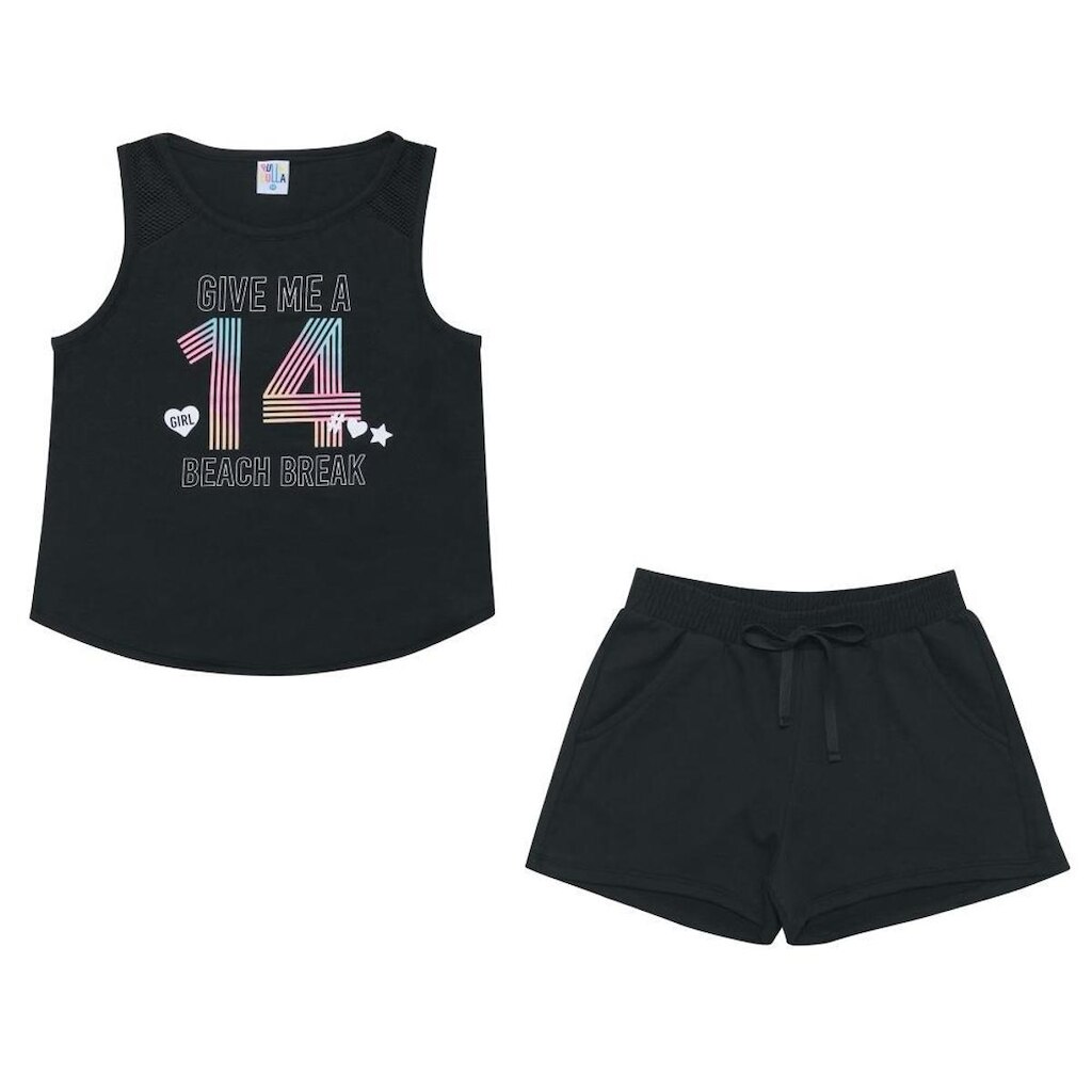 Conjunto Juvenil Menina Regata e Short Pulla Bulla Ref 44415