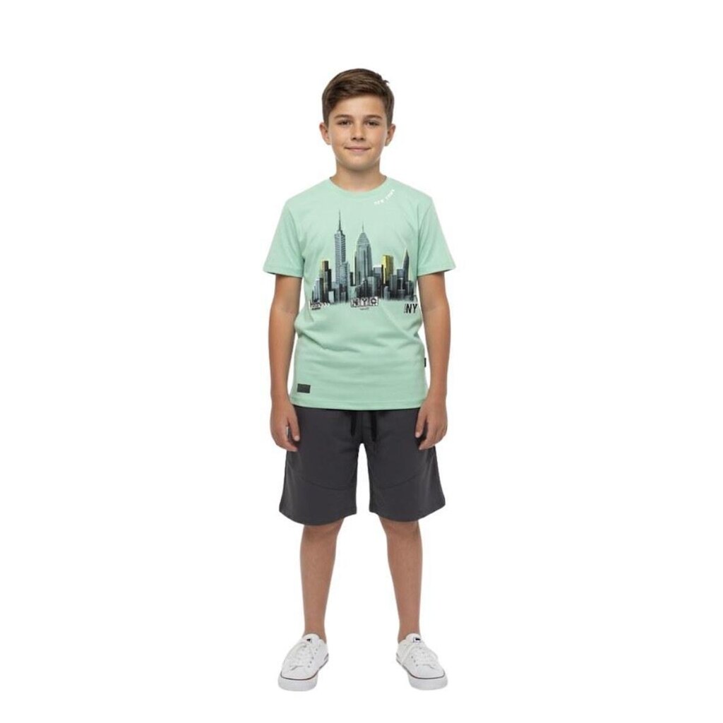 Conjunto Juvenil Menino Baby Vest Manga Curta Prédio