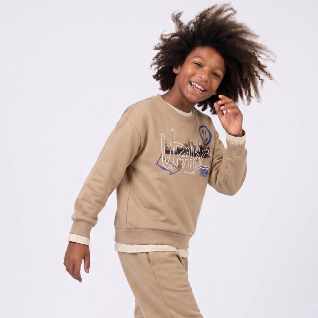 Conjunto Juvenil Menino Moletom Manga Longa Emoji Upalôo