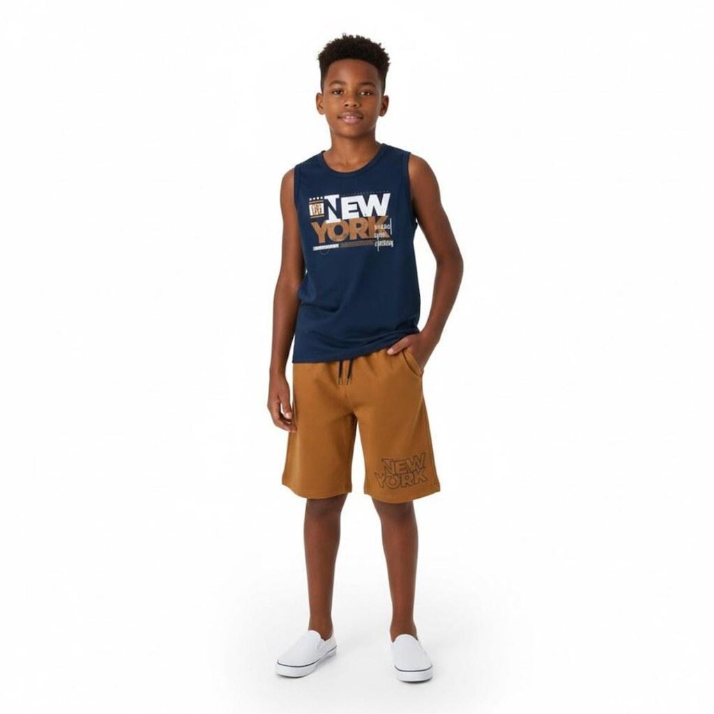 Conjunto Juvenil Menino Regata Estampada Arrumadinhos