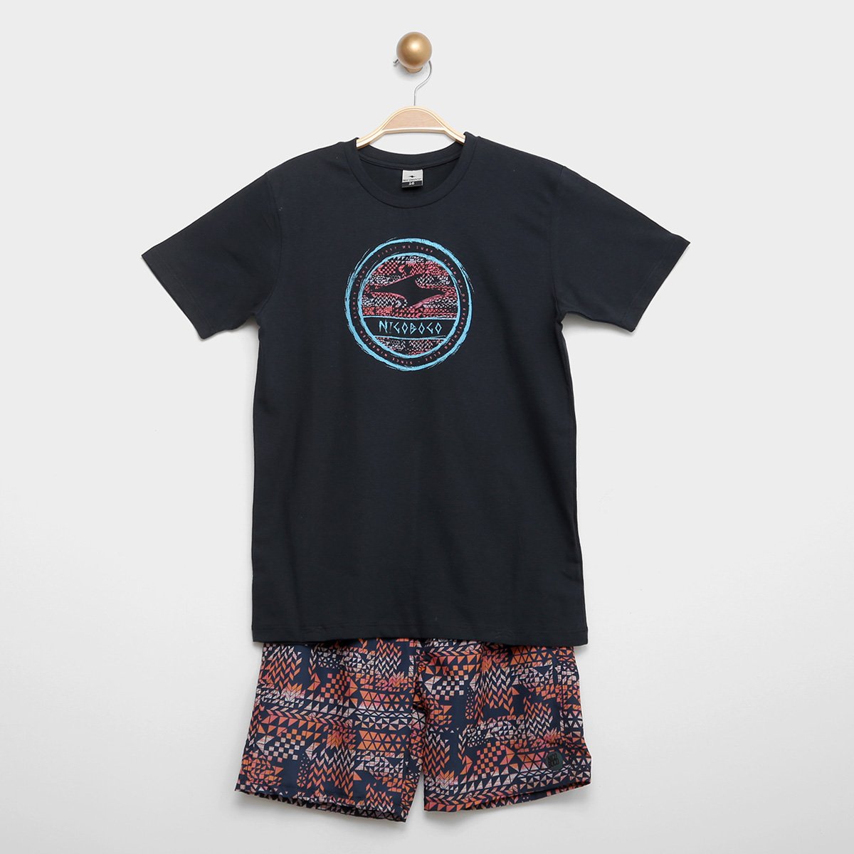 Conjunto Juvenil Nicoboco Camiseta+Shorts Van Masculino - Marinho Menor preço em Conjunto Juvenil Nicoboco Camiseta+Shorts Van Masculino - Marinho