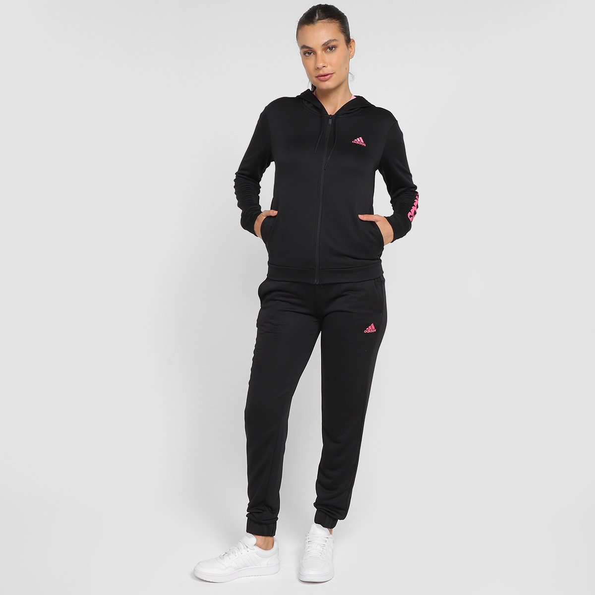 Conjunto Longo Adidas Linear Moletinho Feminino - Preto é ruim? Conjunto Longo Adidas Linear Moletinho Feminino - Preto é boa?
