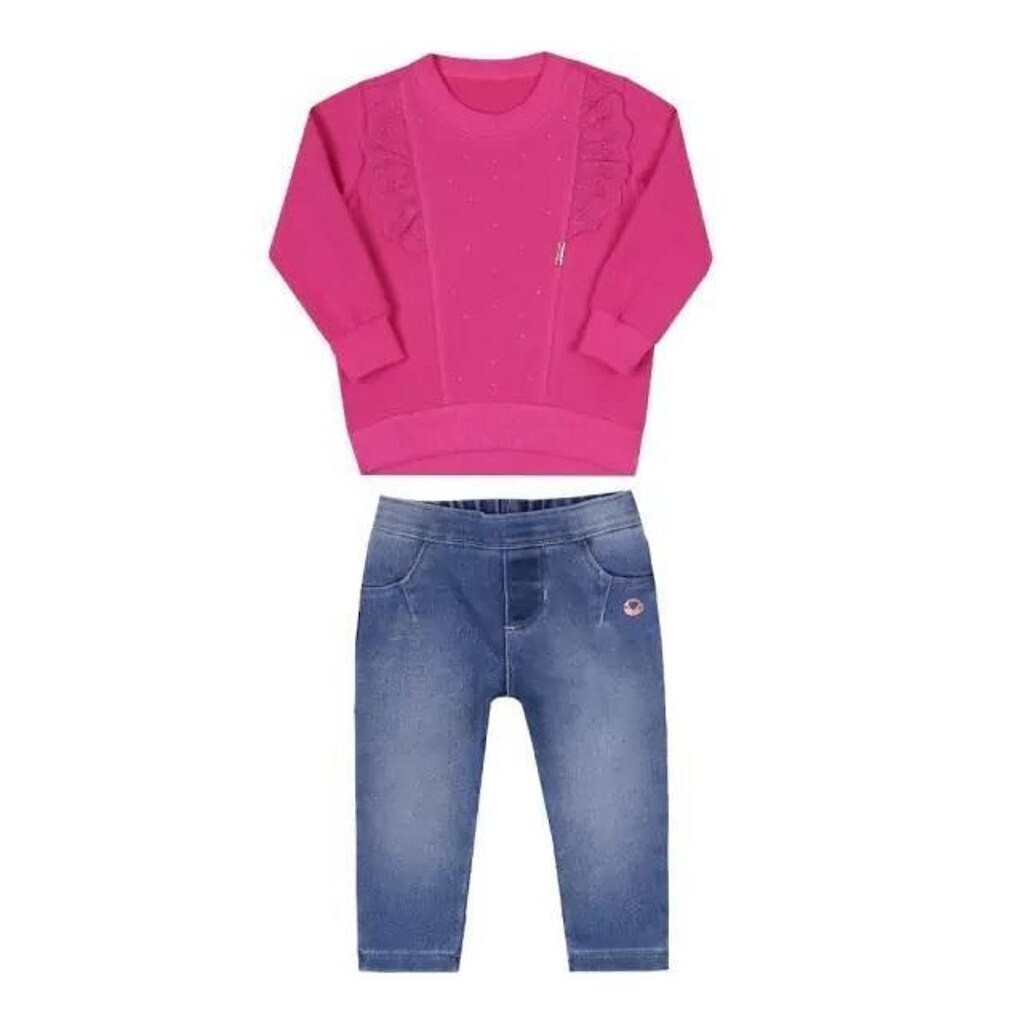Conjunto Longo Bebê Menina Paraiso Calça Jeans Inverno 14649