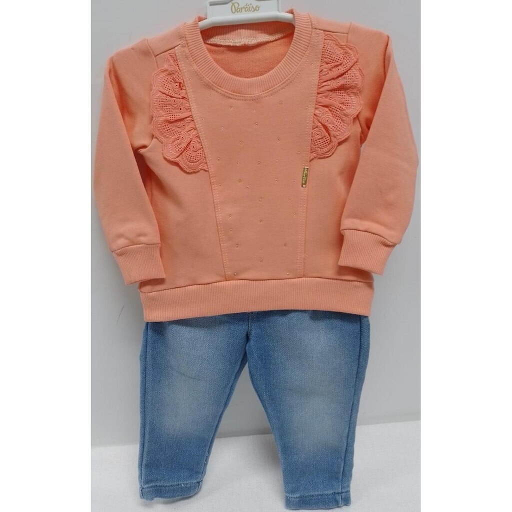 Conjunto Longo Bebê Menina Paraiso Calça Jeans Inverno 14649