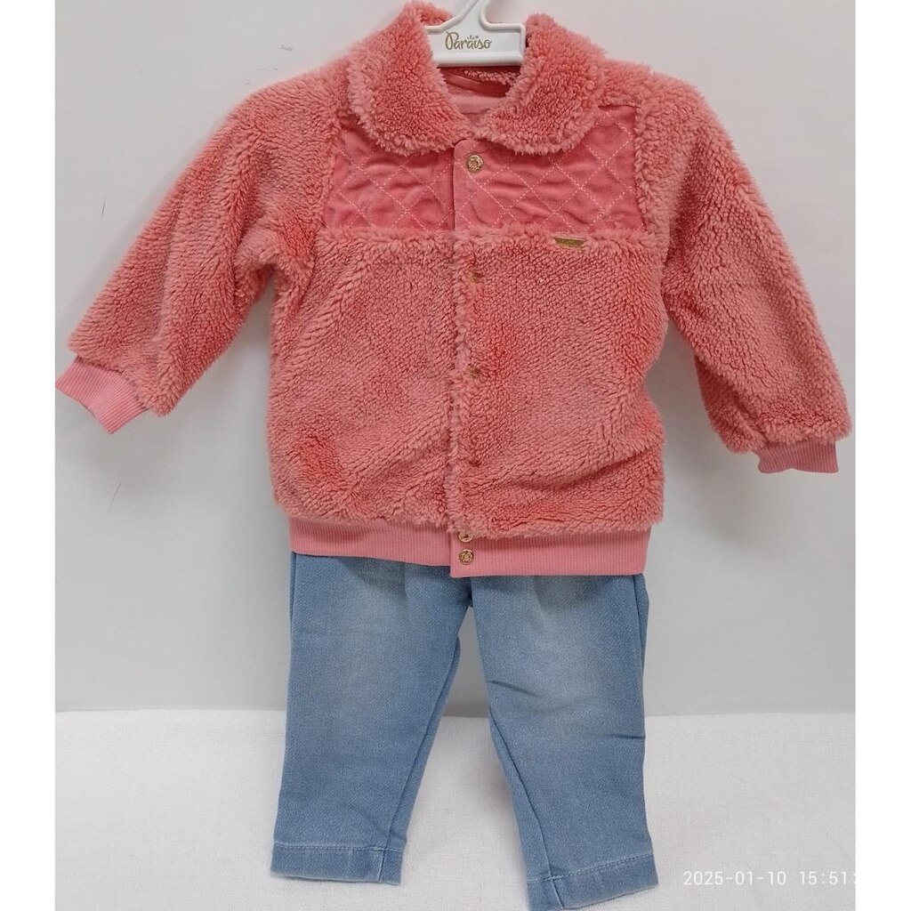 Conjunto Longo Bebê Menina Paraiso Calça Jeans Inverno 14653