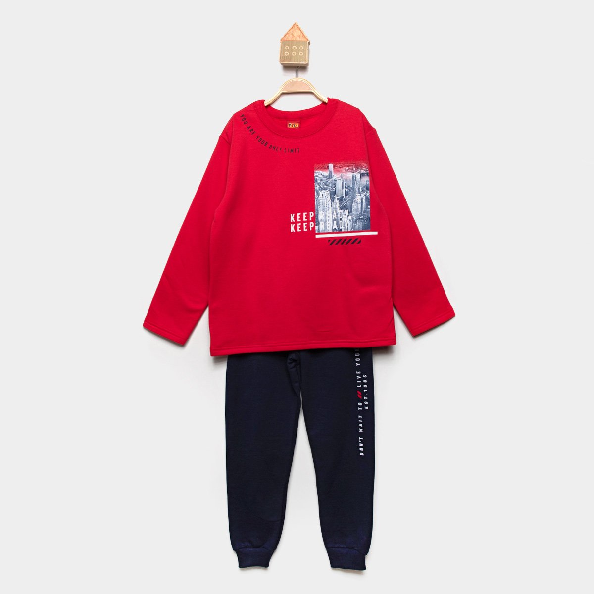 Conjunto Longo Infantil Kyly Menino - Vermelho+Preto Menor preço em Conjunto Longo Infantil Kyly Menino - Vermelho+Preto