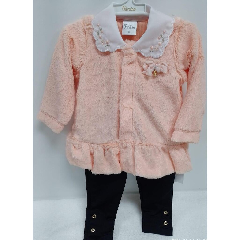 Conjunto Luxo Blusa Pelo Bebê Menina Calça Paraiso Rf 14646