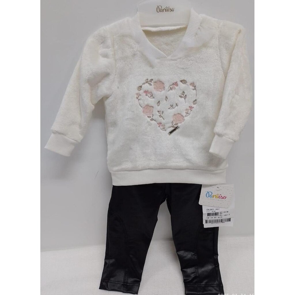 Conjunto Luxo Blusa Pelo Bebê Menina Calça Paraiso Rf 14647