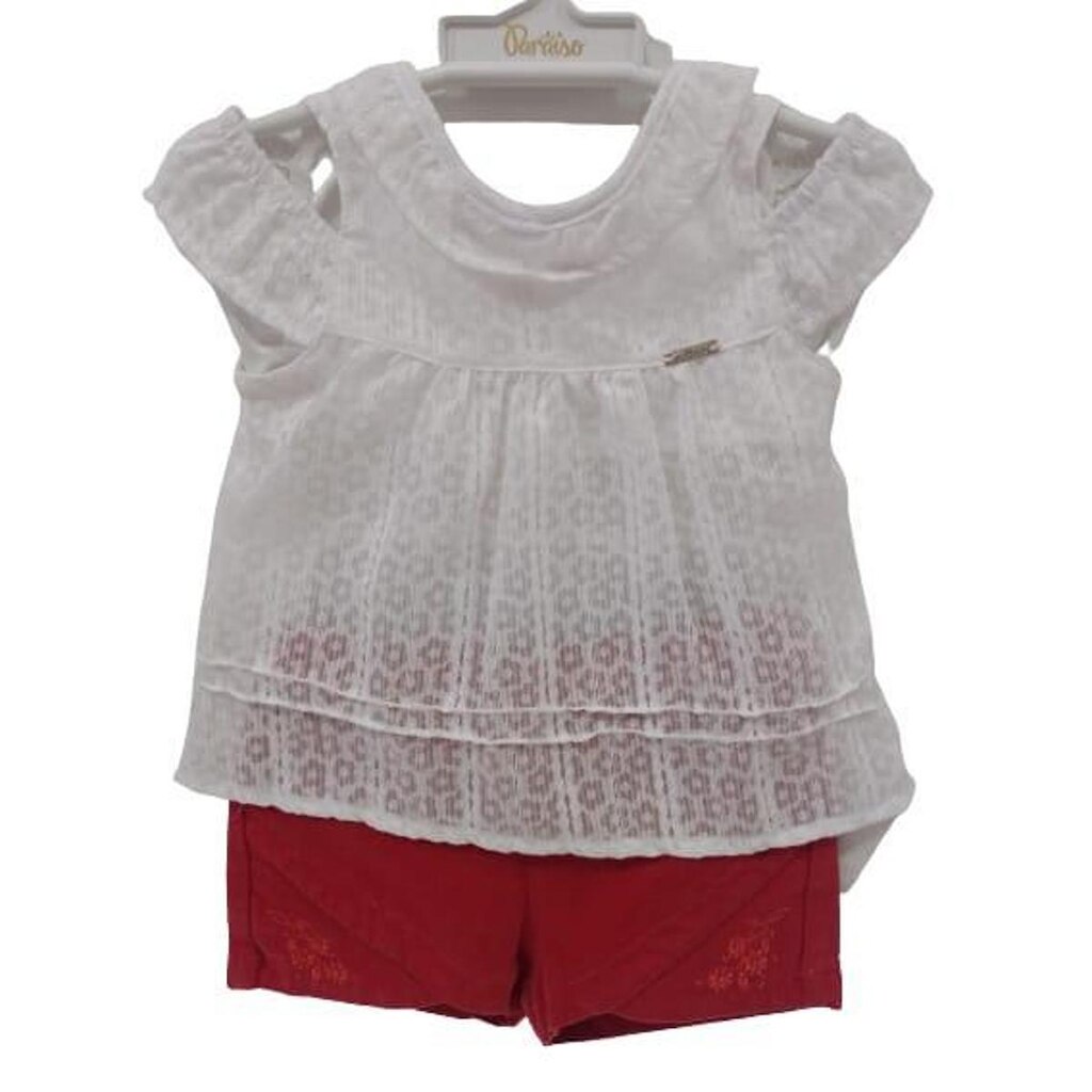 Conjunto Luxo Blusa + Shorts Sarja Bebê Menina Paraiso 13983
