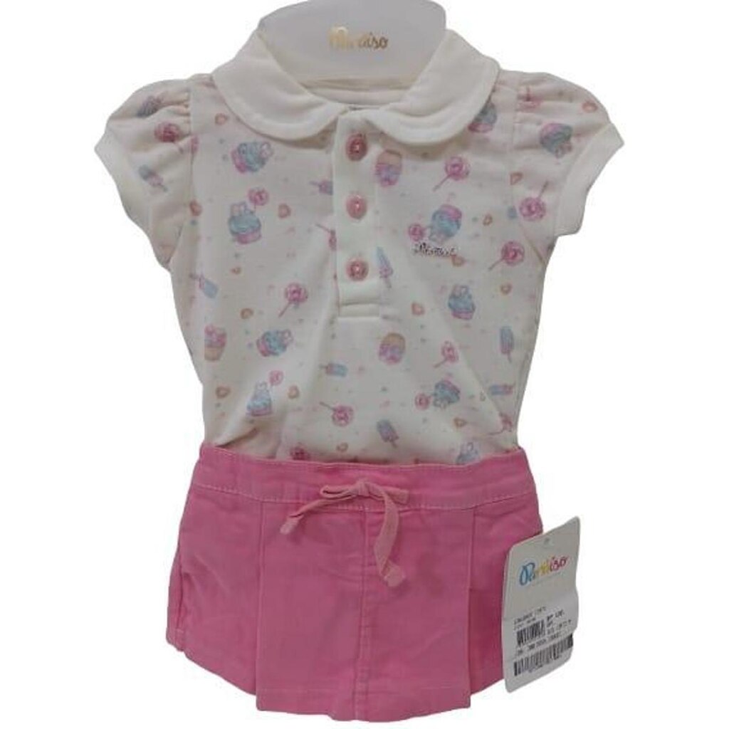 Conjunto Luxo Body + Shorts Sarja Bebê Menina Paraiso 13973