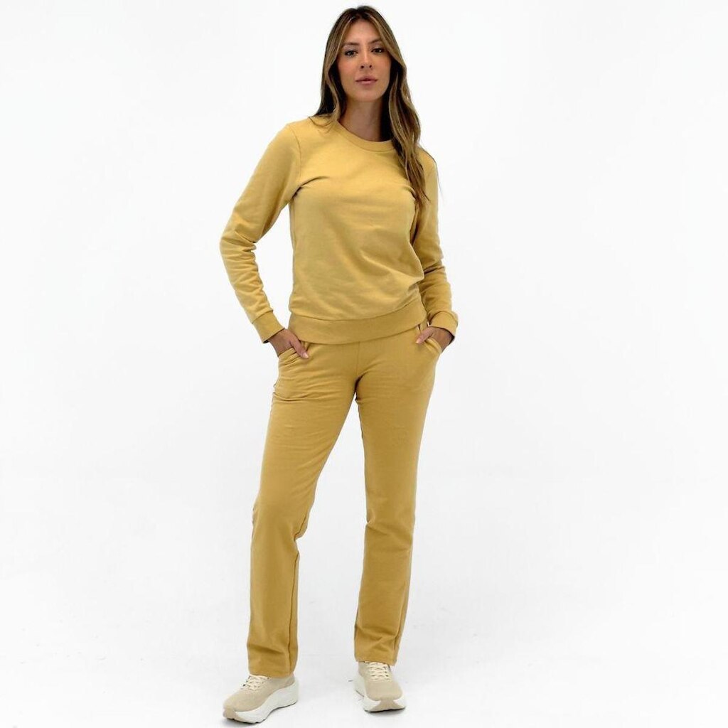 Conjunto Malwee Moletom Blusa Fechada e Calça Reta Feminino