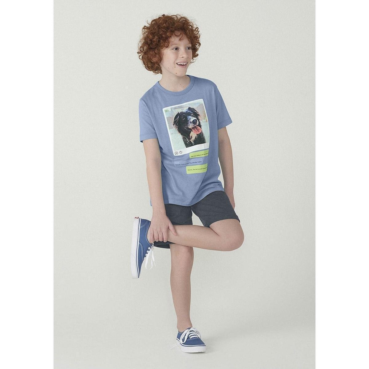 Conjunto Manga Curta Masculino Com Bermuda - Azul Menor preço em Conjunto Manga Curta Masculino Com Bermuda - Azul