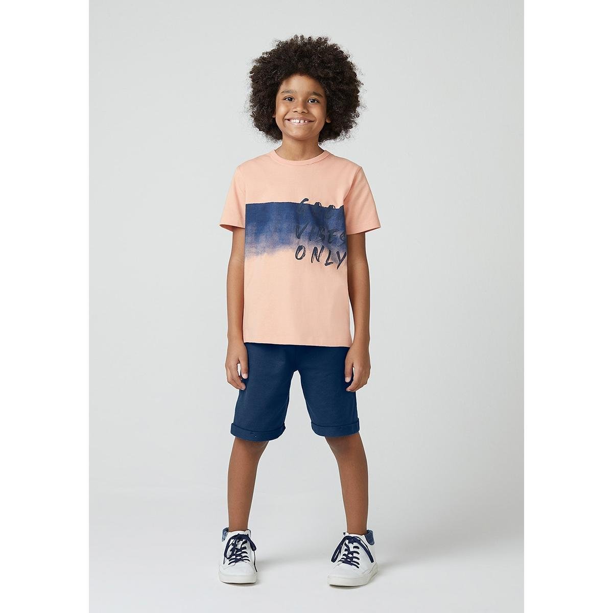 Conjunto Manga Curta Masculino Com Bermuda - Laranja Menor preço em Conjunto Manga Curta Masculino Com Bermuda - Laranja