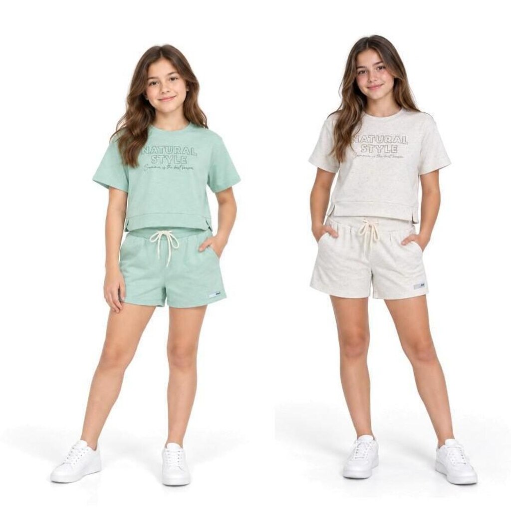 Conjunto manga curta natural style shorts moletinho Elian