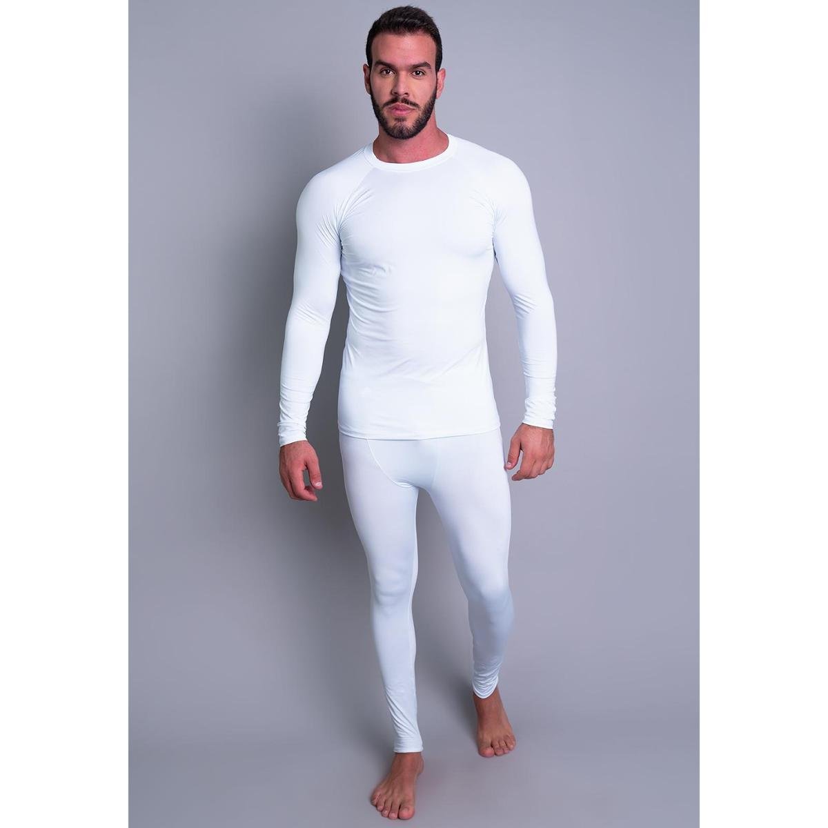 Conjunto Masculina Segunda Pele Térmica Proteção Uv 50+ Mvb Modas - Branco Menor preço em Conjunto Masculina Segunda Pele Térmica Proteção Uv 50+ Mvb Modas - Branco