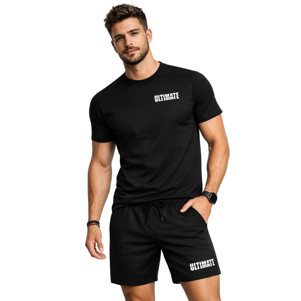 Conjunto Masculino Camiseta Algodão Estampada E Short Ultimate