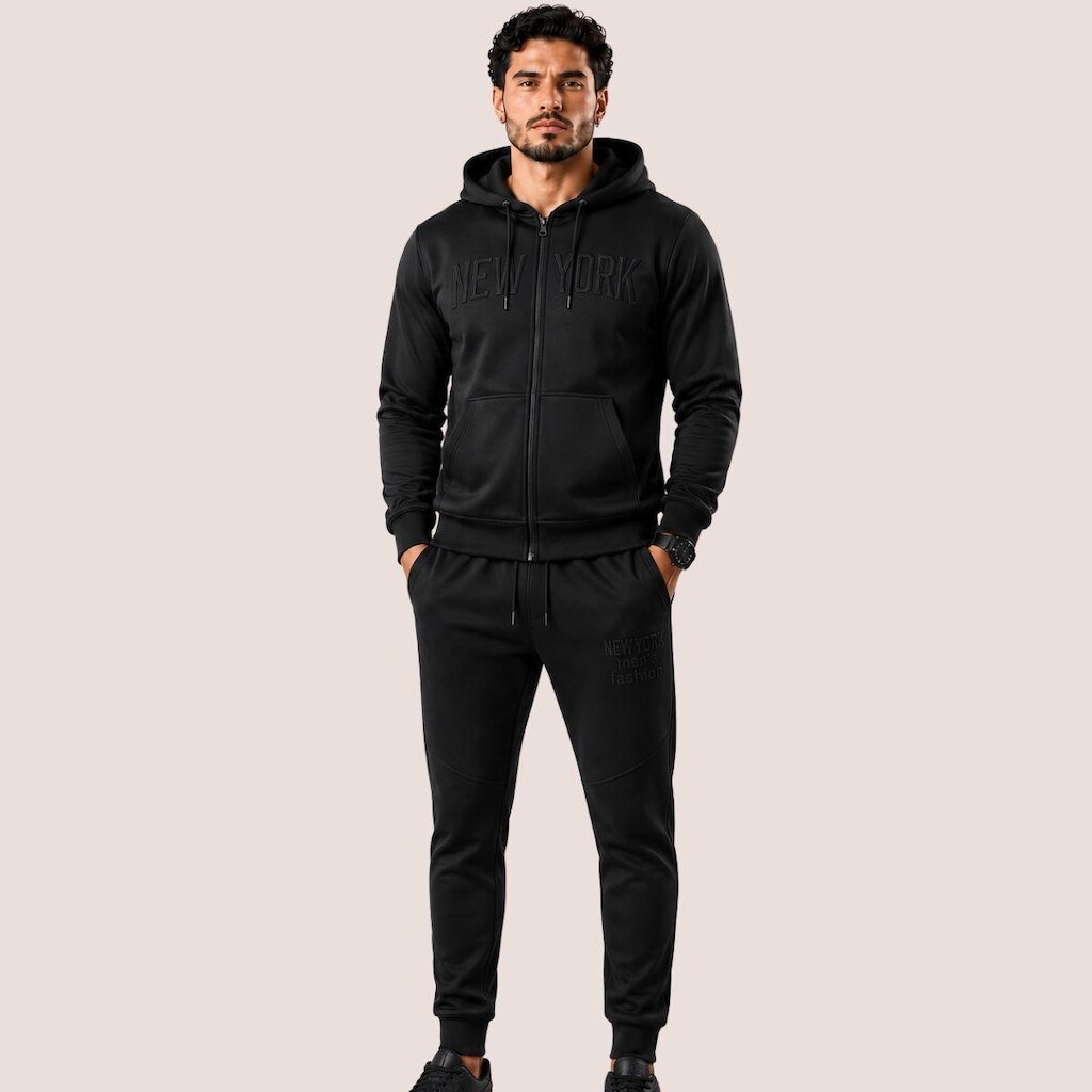 Conjunto Masculino Inverno Com Capuz e Zíper