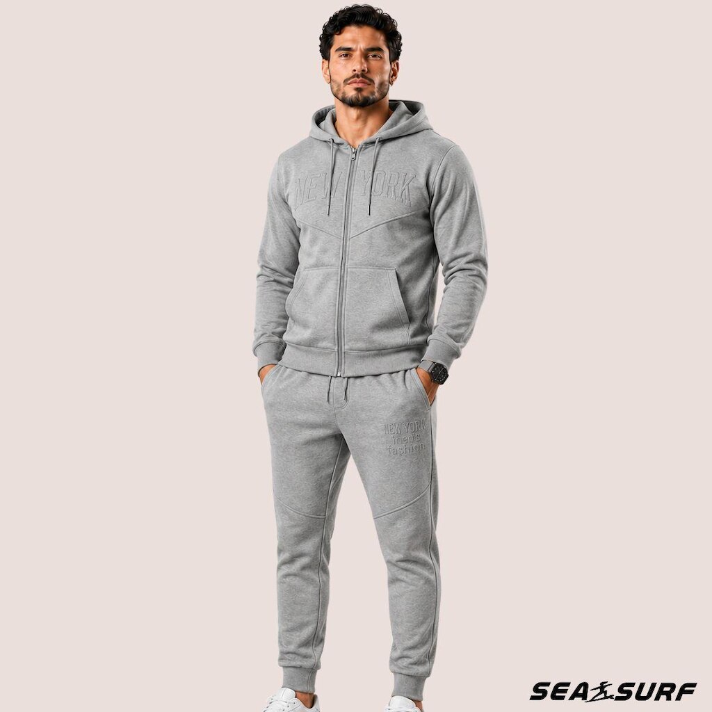 Conjunto Masculino Inverno Com Capuz e Zíper
