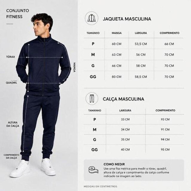 Conjunto Masculino Jaqueta Com Ziper e Calça Fitness Treino e Musculação Corrida Esportiva