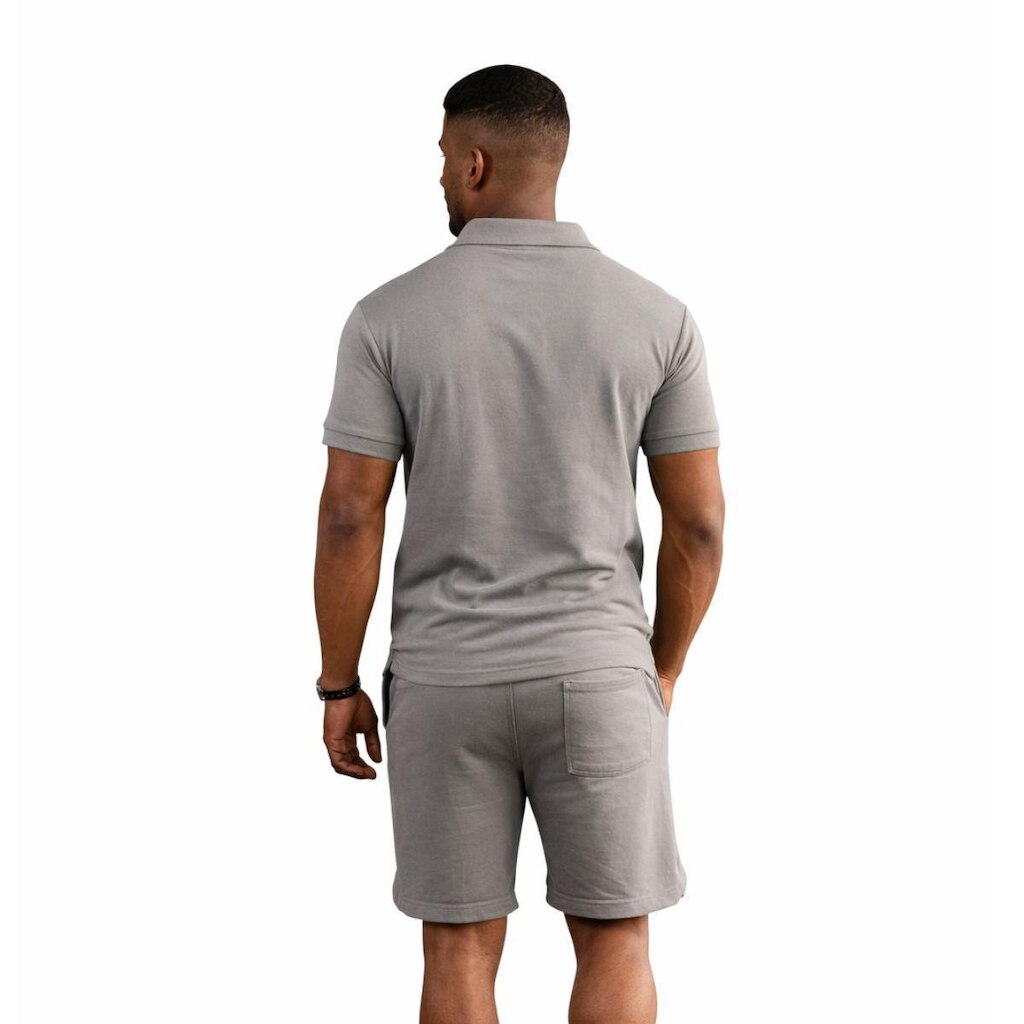 Conjunto Masculino Oversized Suedine Premium Camiseta Polo e Bermuda Casual