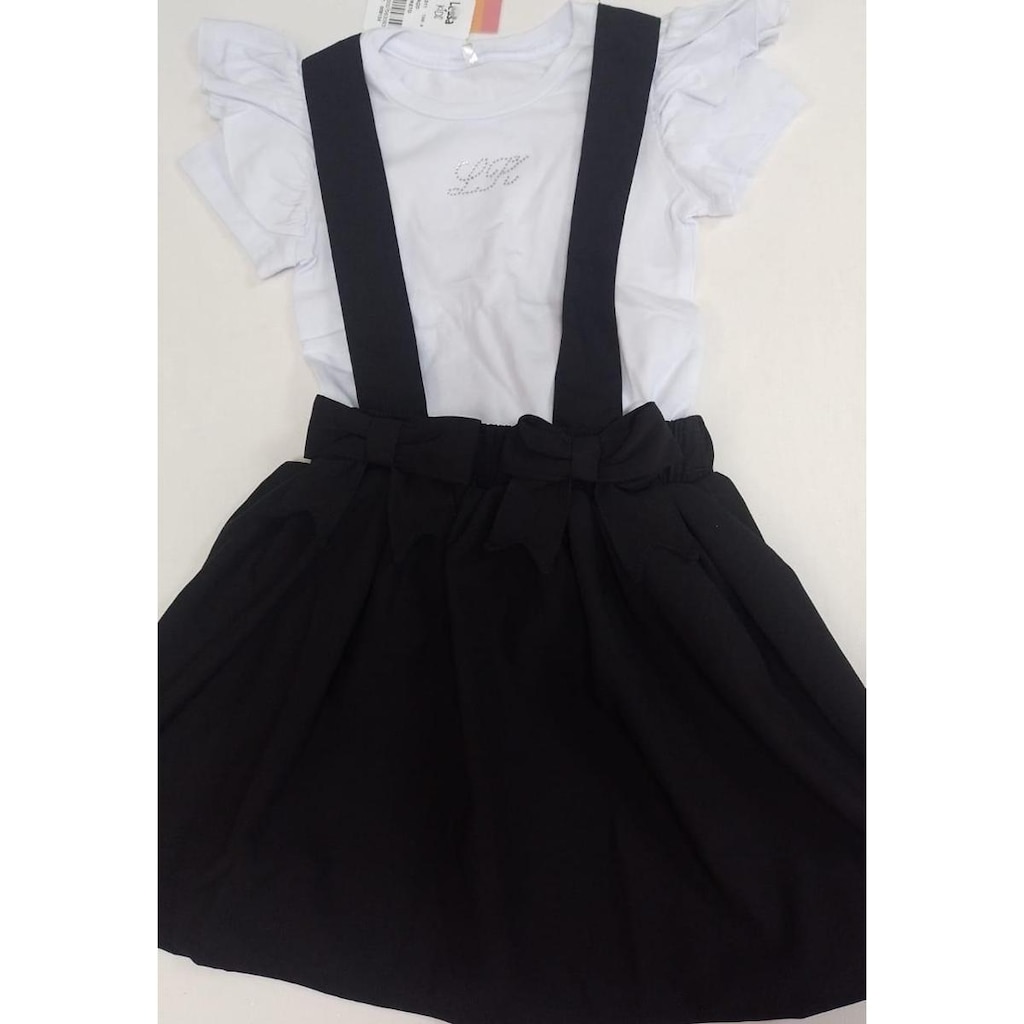 Conjunto Menina Blusa Saia Suspensório Verão LessaKids K311