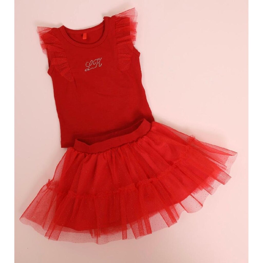 Conjunto Menina Blusa + Saia Tule Forrada Verão Lessa B9434