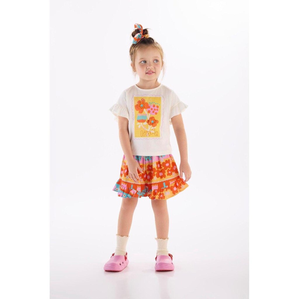 Conjunto Menina com Blusa e Short Três e Já