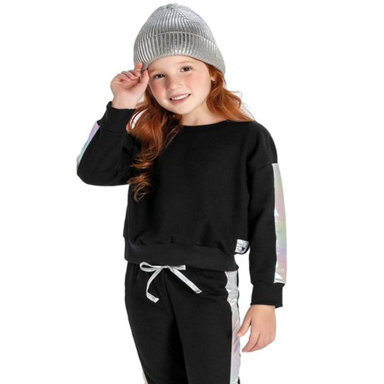 Conjunto Menina Moletom Cropped Calça Homográfica Elian
