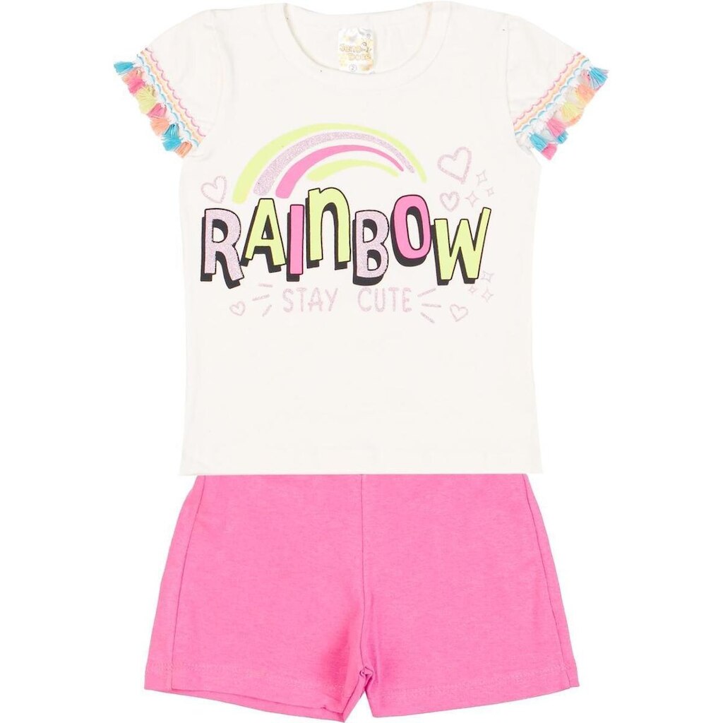 Conjunto Menina Verão com Aplicações Off White - JD Kids