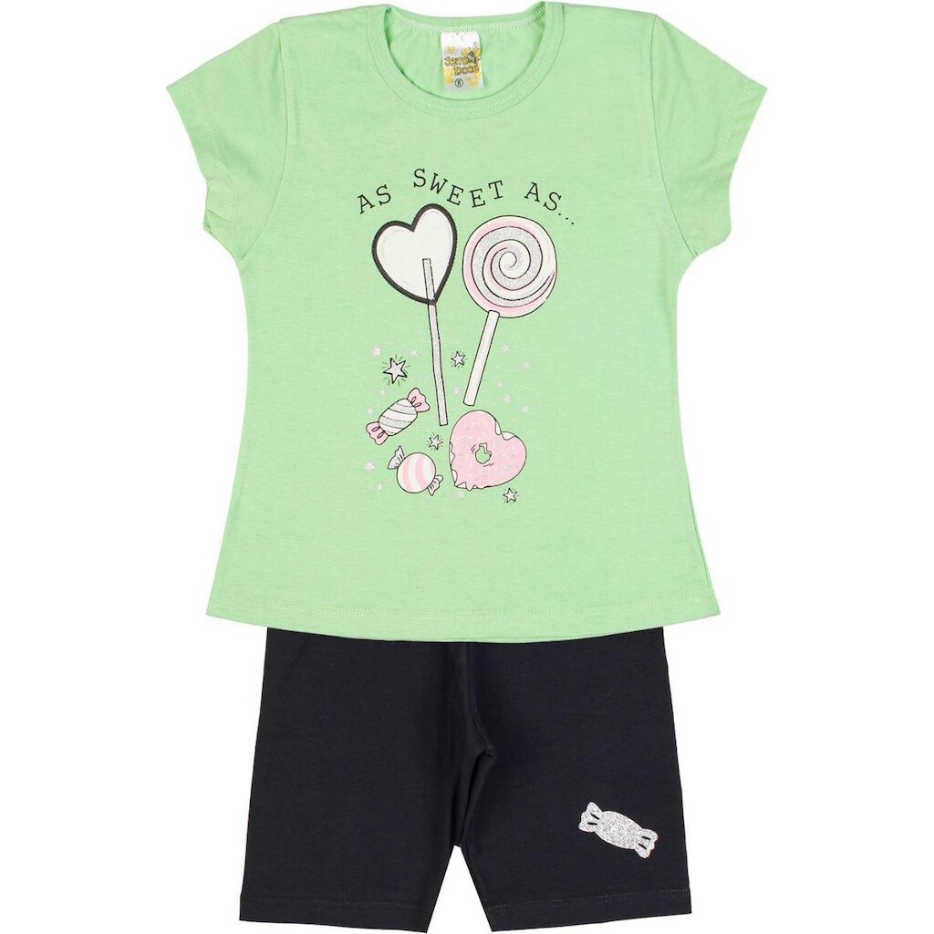 Conjunto Menina Verão com Glitter Verde - JD Kids