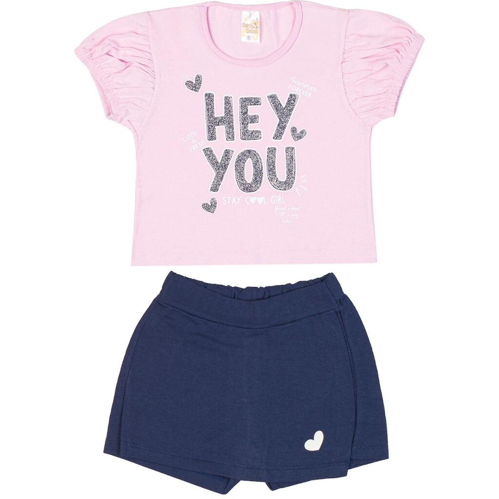 Conjunto Menina Verão Estampa Glitter Rosa - JD Kids
