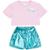Conjunto Menina Verão Shorts Cirrê Brilho - JD Kids - Rosa