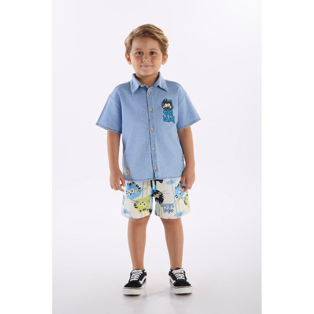 Conjunto Menino Camisa e Bermuda Três e Já