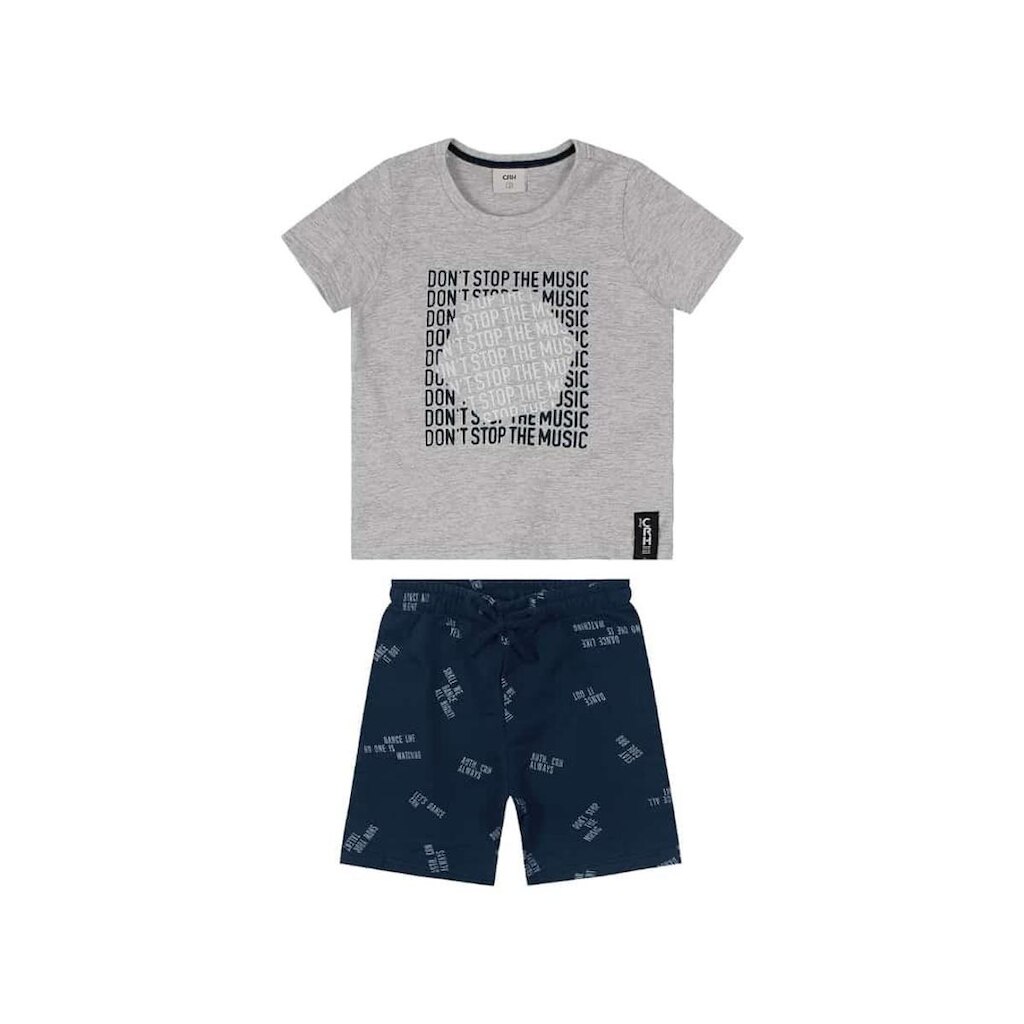 Conjunto Menino Camiseta e Bermuda Moletom Carinhoso