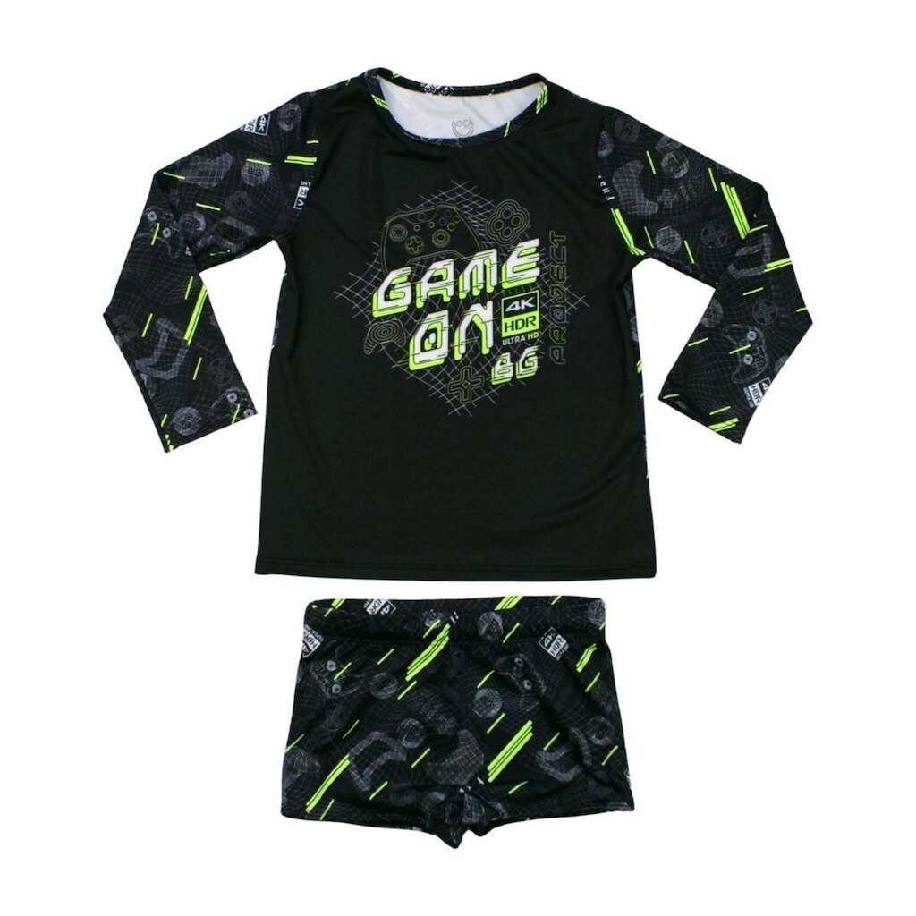 Conjunto Moda PraiaCamiseta Térmica e Sunga Boxer Gamer 46844 - Boca Grande