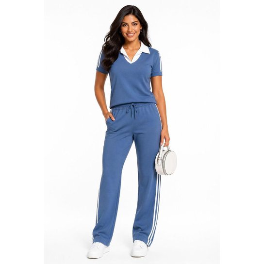 Conjunto Moletinho D Bell Outlet Fashion Gola Polo Azul
