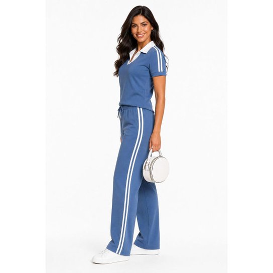 Conjunto Moletinho D Bell Outlet Fashion Gola Polo Azul