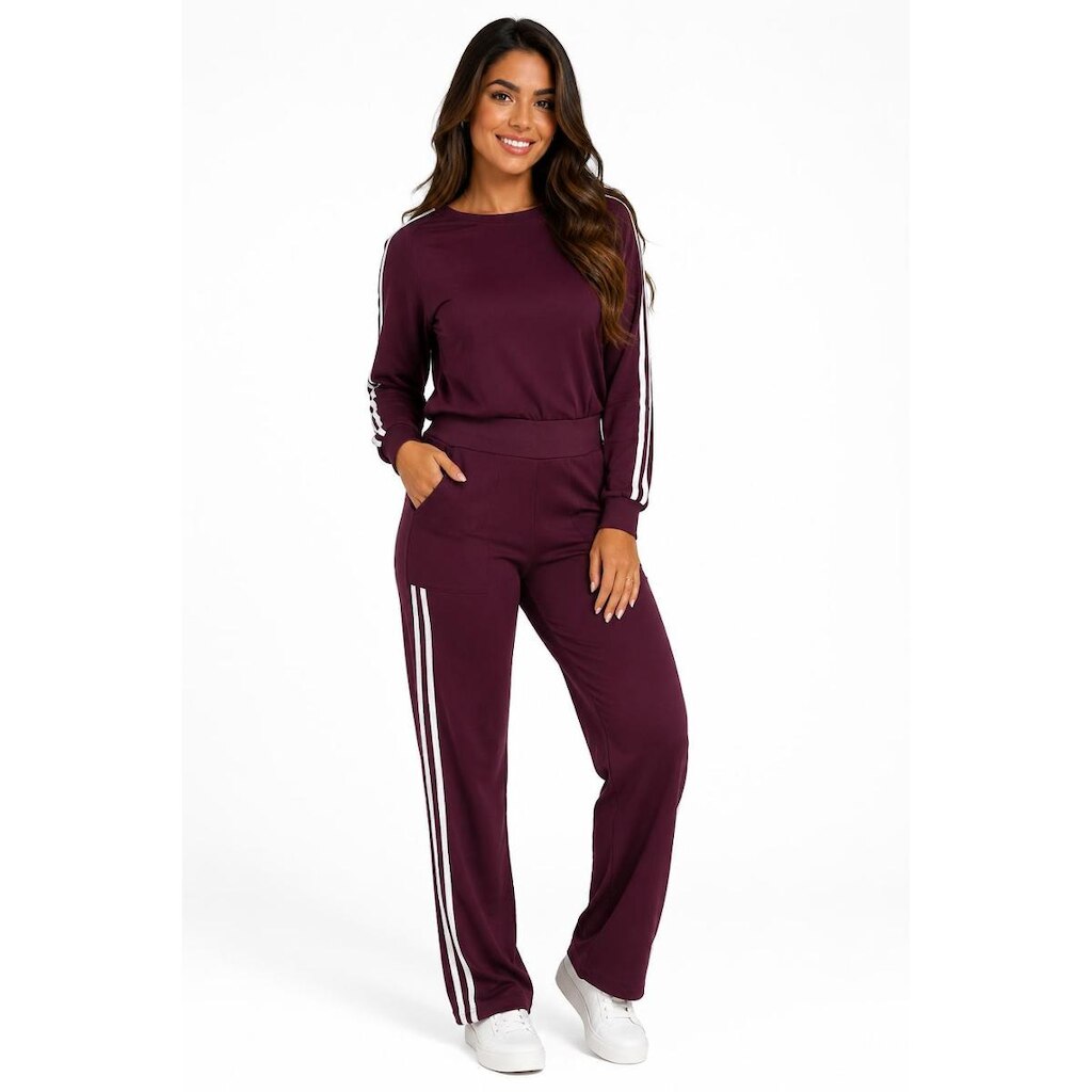 Conjunto Moletinho D Bell Outlet Fashion Listras Açaí