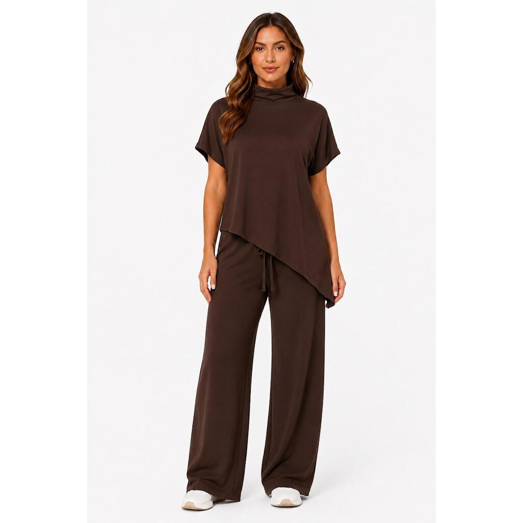 Conjunto Moletinho D Bell Outlet Fashion Soft Pantalona Café