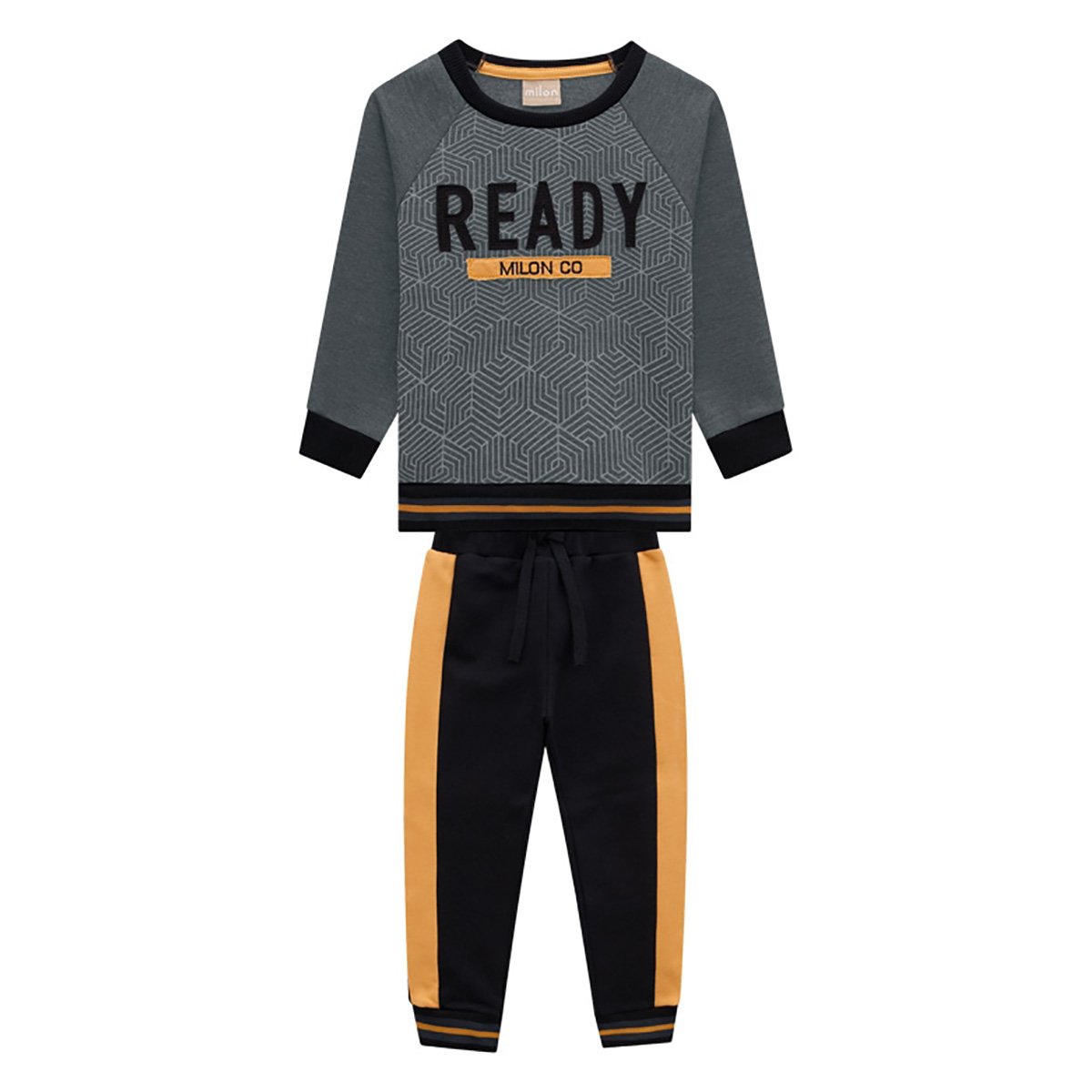 Conjunto Moletom Bebê Milon Peluciado Longo - Chumbo Menor preço em Conjunto Moletom Bebê Milon Peluciado Longo - Chumbo